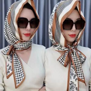 Hijab Voal Segi/Empat Motip Lasercut/Turban Instan Dewasa/Jilbab Motif Bunga/Satin Head Scarf/Satin Head Scarf