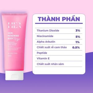 Kem Body Dưỡng Trắng Da Toàn Thân Her Cosmetic - Skin Renewing Body Lotion 200g - Body Lition & Tone Up 30++