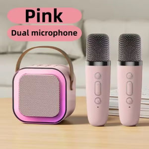 MEODY Speaker Bluetooth Portable Karaoke with 2 Wireless Microphone - K12 - Pink