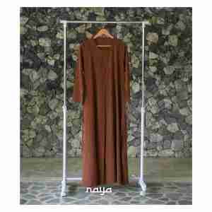 Gamis Alesha Dress Embos Crinkle Warna Peach Elegan Ukuran M-XXL