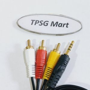 Cáp âm thanh 3.5 ly ra 3 AV đực / Chuẩn 1 đầu 3.5 ly đực (4 Điểm cực) ra 3 AV đực dài 1.5m