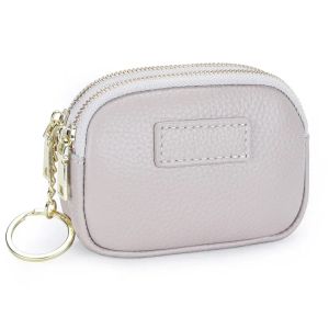 Royal Bagger Coin Purse for Women Genuine Cow Leather Mini Double Zipper Keychain Wallet Purses Fashion Lipstick Storage Bag 208