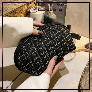 B.I.Y Vintage Tweed Design Makeup Bag Waterproof Cosmetic Organizer Bag Large/Small Toiletries Pouch 复古小香风防水化妝包