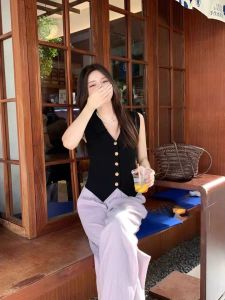 Office Waist Coat For Women Plain Knitted Vests Tops Collar Buttons Down Vintage Shirts Tops Casual Blouse Tops