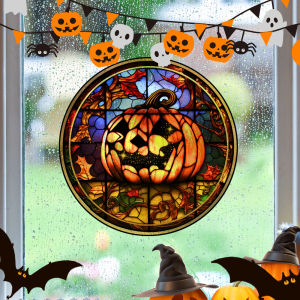 Halloween Decoration PVC Adhesive Free Static Glass Sticker Holiday Party Horror Castle Cat Static Window Home Removable Sticker