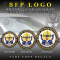 bfp LOGO VINYL STICKER  Not laminated FOR CARS AND MOTORS  WATERPROOF AND GLOSSY 5X5/4X4/3X3 FAB SHOP. 