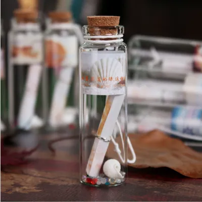 Mini Wishing Glass Bottle 可爱迷你吊坠玻璃瓶 Botol Kaca Mini Kristal Vintage Penutup Kayu Gantung Comel Hadiah Graduation Aksesori DIY Vintage Crystal Bottle