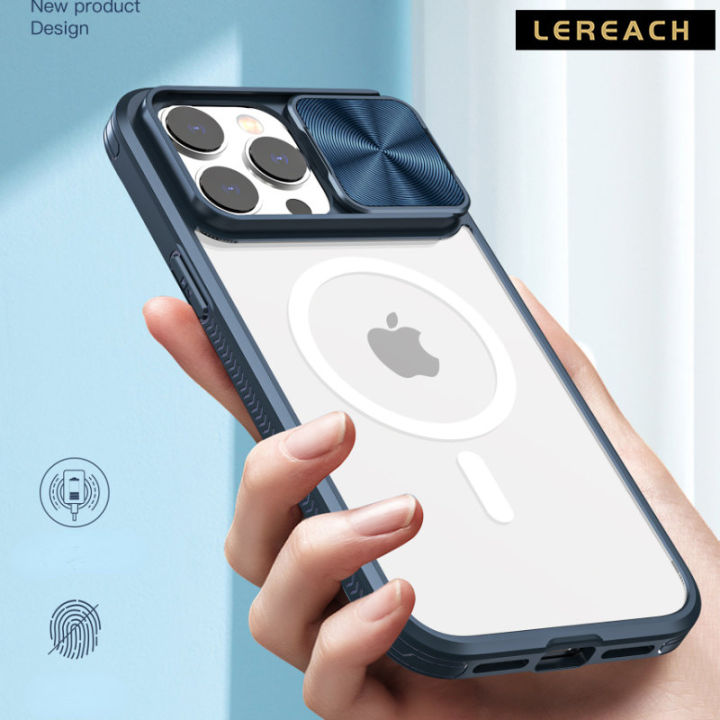 Lereach Slide Cover Camera Protection Clear Case for Apple iPhone