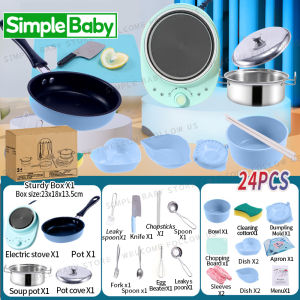 Real Mini Cookware Toys Kids Kitchen Toy Set with Cooktop Toddler Pretend Cooking Playset Educational Learning Gift