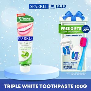 SPARKLE Triple White Toothpaste 100g  [Healthy teeth whitening Tartar prevention for teeth Hydroxyapatite Micro White Silica White STTP]