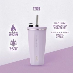 Chovy 600ml Retractable Straw Coffee Mug 304 Stainless Steel Double Wall Insulated Thermos Flask Water Bottle Cup Botol Air With Straw Tyeso Tumbler