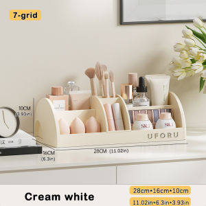Cosmetics Storage Box Set with 360° Rotating Makeup Brush Holder Clear Dressing Table Desktop Storage Organizer Rack
