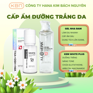 Combo White Plus + Gel Aloevera Hàn Quốc dưỡng sáng cấp ẩm làm dịu da mềm mịn chuẩn spa HANA