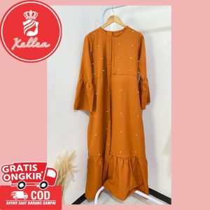 Gamis Wanita Panjang Zipper Mewah Kondangan Lebaran Gamis Moscrepe Fashion Muslim Nyaman - XELLEA
