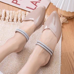 Womens pointed-toe sandals solid slip-on comfortable sandals non-slip and waterproof stylish sandals 076523