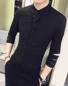 áo sơ mi áo sơ mi nam phong cách Hàn quốc tay lửng kết hợp vẻ tay tạo nên nhẹ nhàng nam tính đầy tinh tế trẻ trung năng động vải mềm mịn thoáng mát - N17