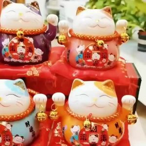 Mèo Thần Tài Maneki Neko PHƯƠNG BẢO ÂN Kêu Gọi Khách Hũ Tiết Kiệm Quà Tặng Khai Trương Để BÀn Làm Việc