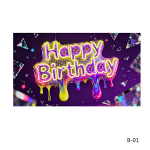 ฉากหลังวันเกิด Happy birthday ผ้าแขวนตกแต่งงานปาร์ตี้สีทองในร่มทำจากโพลีเอสเตอร์
