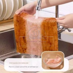 3 keping/Pek (28cm*30cm) Penyerap Minyak Kain Loofah Asli Tulen Dapur Kain Cuci Pinggan Menyerap Air Kitchen Dishwashing