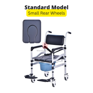 Premium Commode Chair With Large Wheels - Bathroom Shower Chair Seat