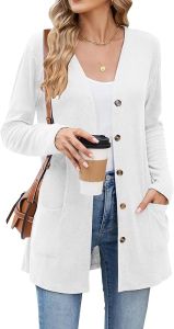 Halife Womens Lightweight Cardigan With pockets and buttons Long Sleeve Soft Casual Autumn Cardigan