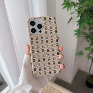 Luxury Cloth Braid Lattice Contrasting Color Phone Case For iPhone 15 14 Plus 13 12 11 Pro Max Slim Shockproof Protection Cover