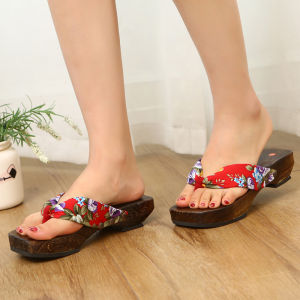 [Free Shipping] New Summer High-Heeled Wooden Clogs For Women Flip-Flops Sandals Wooden Slippers