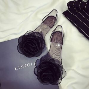 Free Shipping New Summer Collection: Everyday Fish-Mouth Sandals With A Transparent Sole And Small Rose Embellishments Perfect For Indoor And Outdoor Wear Fashionable And Comfortable