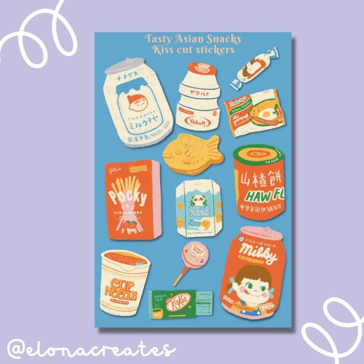 Pandy and Friends Asian Snacks Deco Sticker Sheet - Small - San José Made