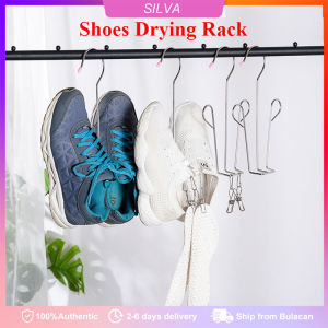 3PCS Multi-functional Antiskid Shoe Hanger with 2 Clips Stainless Steel Shoes Drying Rack Hanger