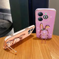 Jingsanc For Infinix Smart 8/Infinix Smart 8 Pro Bracket Casing Electroplated Silicone Cute Phone Case With Rabbit Stand Holder Soft SiliconeTPU Back Cover a01-1. 