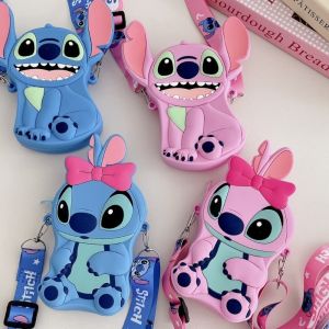JEWELRY Chống nước Túi đeo chéo Stitch Cung Dây đai điều chỉnh Ví tiền xu cho trẻ em Sáng tạo Ví Túi đeo vai silicone hoạt hình Trẻ em