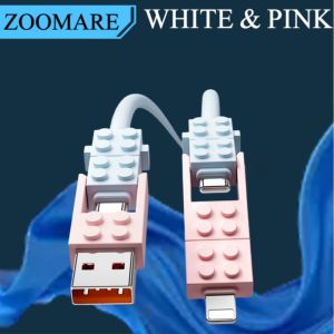 4-in-1 Building Block Charging Cable 60W Fast Charge Data Cord for iPhone Android & Tablets