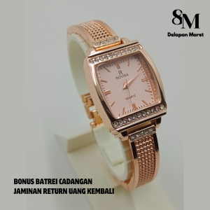 Rovina 78026 Jam Tangan Wanita Original Kotak Permata Anti Air Kuarsa Bisnis Santai - Baterai Cadangan (BISA COD) Wanita Jam Tangan Cewek
