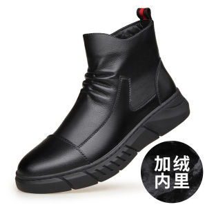 ㊖ Bốt Nam Da Thật Kiểu Hot Douyin Bốt Da Bò Công Sở Bốt Nam Thời Trang Thường Ngày Giày Nam Cao Cổ Giữ Ấm Có Khóa Kéo Bên Hông