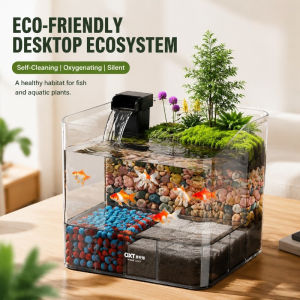 Desktop Aquarium Fish Tank with Waterfall Filter Silent Circulation Pump Clear Small for Betta