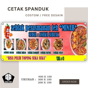 Cetak Banner Cetak Spanduk SEBLAK TEH MINAH Ukuran 200X50 CM  BISA REQUEST