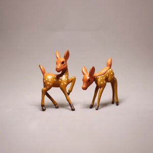 A Pair Deer ArtificialSika Deer Fairy Garden Miniatures Gnomes Moss Terrariums Crafts Figurines For Home Decoration