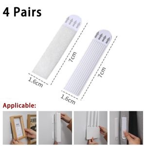 NOBLELYN 4 Pairs Self Adhesive Photo Frame Tape Strips Punch-free Removable Picture Frame Fixed Stickers Multifunctional Poster Frame Hanging Stickers Wall Decor