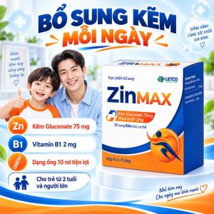 ZinMAX – Bổ sung Kẽm Gluconate và Vitamin B1 cho trẻ từ 2 tuổi