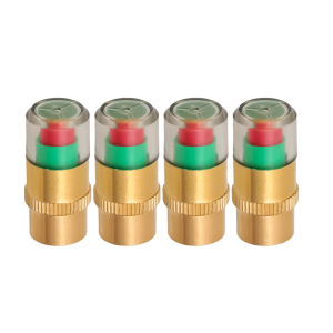 4Pcs Automobile Tire Pressure Warning Caps 3-Color Alert Tire Pressure Sensor Caps Cars Tire Air Pressure Monitor Alert Indicator Tire Valve Cap Full Copper Core Valve Caps Universal Auto Motorbike Wheel Accessories