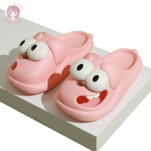 VIVOLILV รองเท้าแตะสวมผู้หญิง ลายการ์ตูนตาโต รองเท้าแฟชั่น สีพลาสเทลสดใส