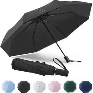 SIQIN Waterproof Sunscreen Umbrella Solid Color Windproof UV Protection Umbrella Compact 8 Ribs Folding Rain Umbrella Sunny Days