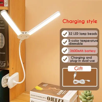 Clip On Led Desk Lamp Usb Rechargeable Eye Care Dimmable Flexible Neck Study Reading Bedside