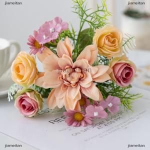 [COD] jiameitan 1PC Artificial Rose Flowers Wedding Home Bedroom Decor Bridal Bouquet Garden Silk Dahlia Hydrangeas Vase For Board Outdoors