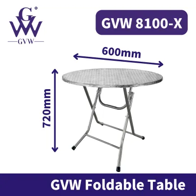 GVW Round Stainless Steel Foldable Table Working Table Dining Table Meja Lipat Meja Makan