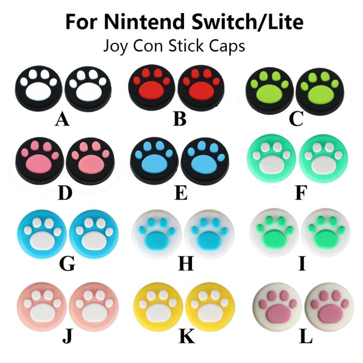 2PCS Cat Paw Claw Silicone Analog Thumb Grips Cover for Nintendo