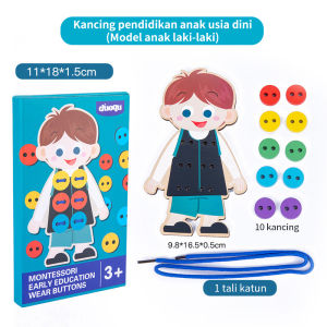 FUNToy Keterampilan Dasar Hidup Mainan Untuk Memasang Kancing Baju Baby Latihan Mainan Edukasi Kayu