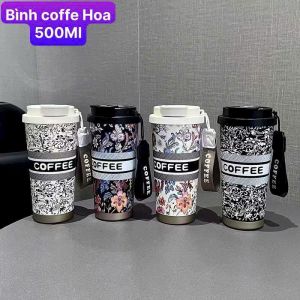 Ly Giữ Nhiệt 500ml Coffee Cup Inox 316 Cao Cấp Cốc Giữ Nhiệt Có Ống Hút Quai Xách Tiện Lợi.