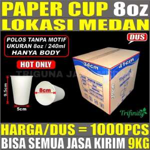 Paper Cup Tebal 4oz 120ml 8oz 240ml 12oz 360ml 16oz 480ml 22oz 660ml Hot n Cold Hanya Gelas Kertas Tahan Panas Trifinity Dus Medan